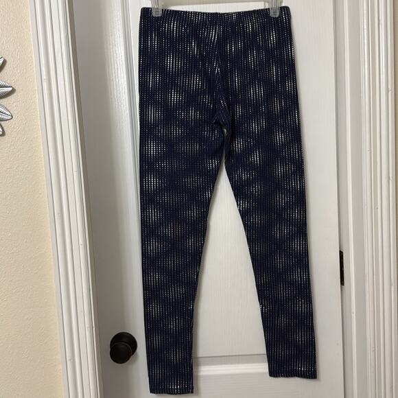 Ambiance apparel navy blue and shiny silver legging size L - Picture 6 of 6
